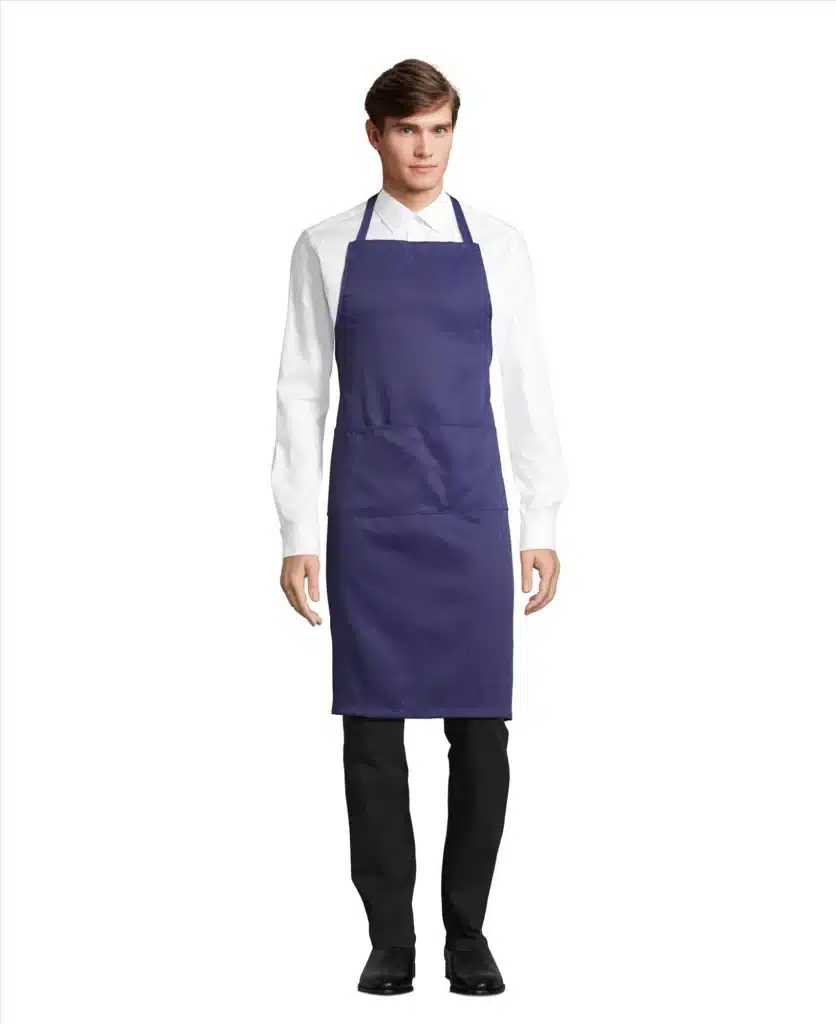 donkerblauwe schort bedrukken