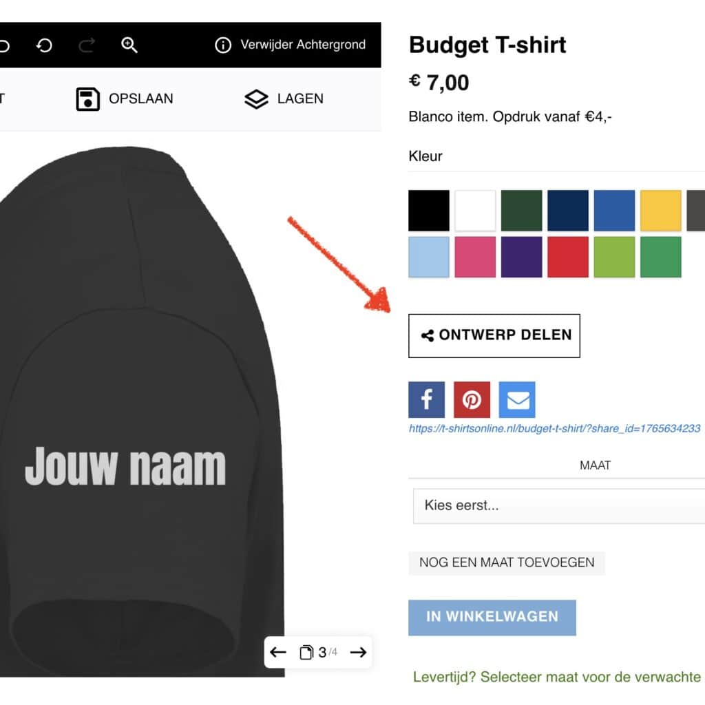 deel je merchandise t-shirt ontwerp op social media