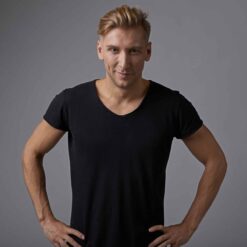 v-hals t-shirt bedrukken heren maat l
