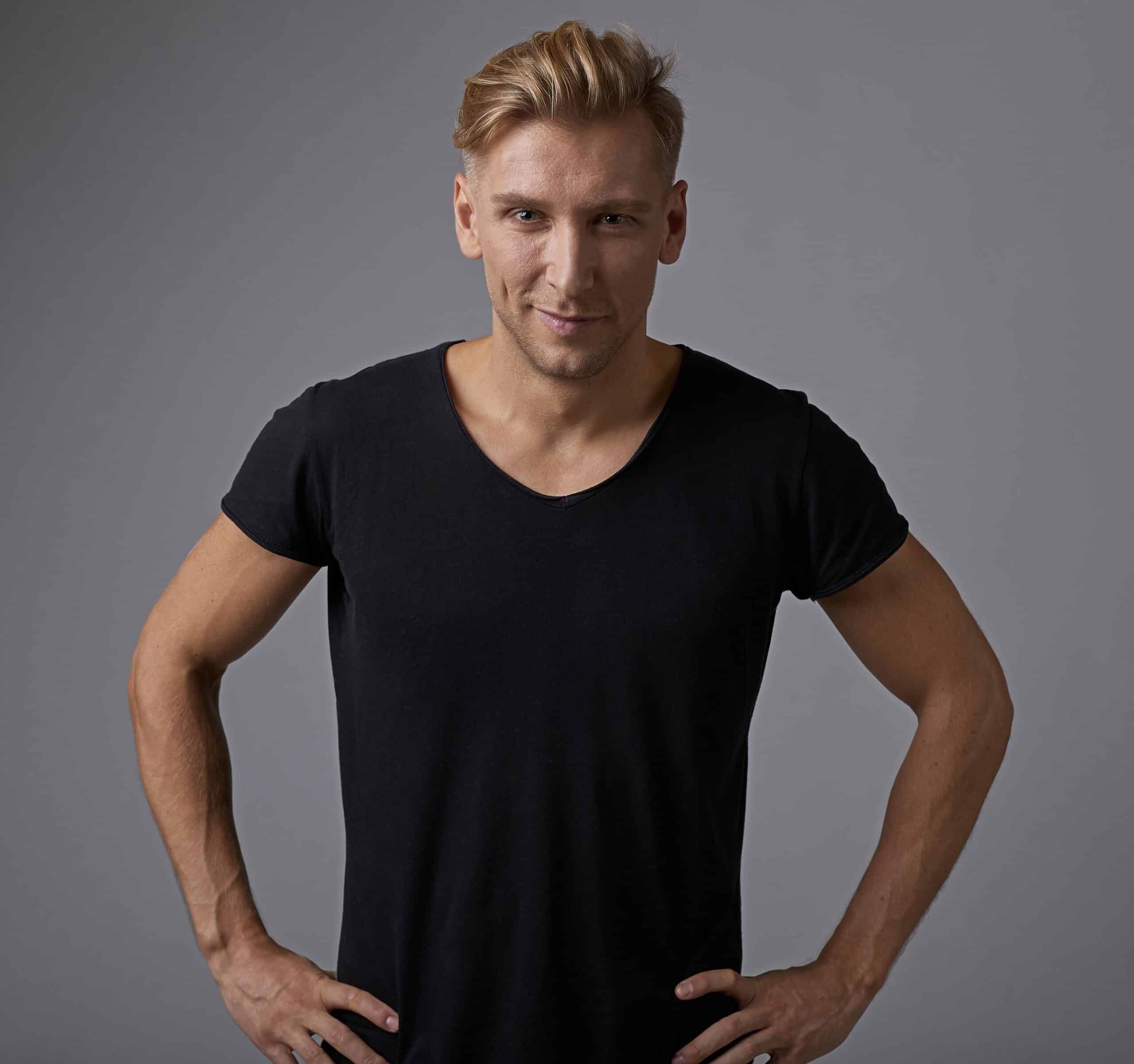 v-hals t-shirt bedrukken heren maat l